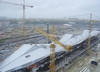 Liebherr cranes on the site of the new Central Station include a 250 EC H Litronic