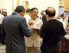 Delegates discuss topics raised at Cranes Asia over lunch