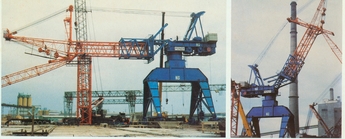 Two stages of the rigging process of the Peiner VM2000
