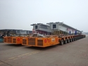 Two prefab sections of the Chongqi Bridge loaded onto SPMTs